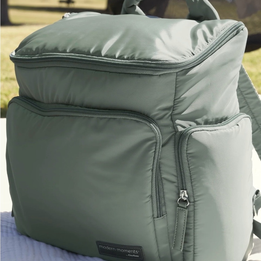 Modern Moments by Gerber Unisex Convertible Diaper Bag Backpack, Green